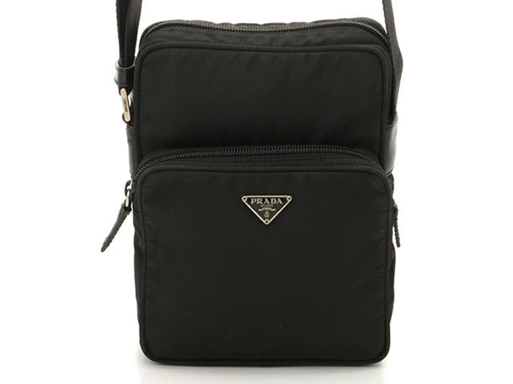 Prada Tessuto crossbody bag signature triangle logo Black